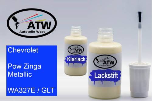 Chevrolet, Pow Zinga Metallic, WA327E / GLT: 20ml Lackstift + 20ml Klarlack - Set, von ATW Autoteile West.